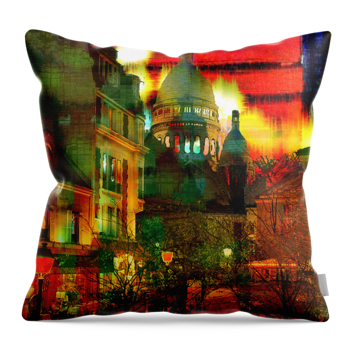 Paris Throw Pillow featuring the digital art Cafe Rue Morgue by Seth Weaver