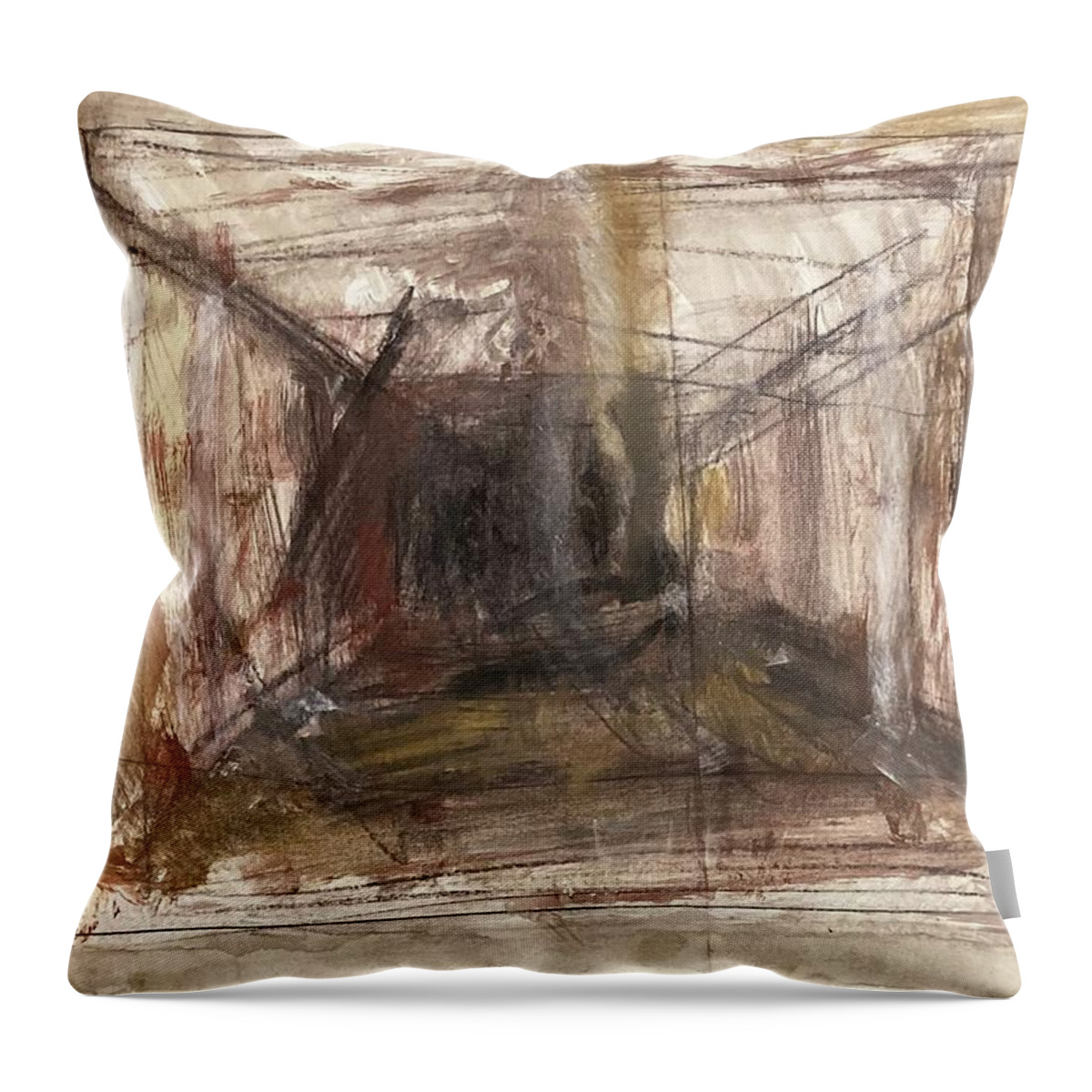 Cage Throw Pillow featuring the painting Cages I by David Euler