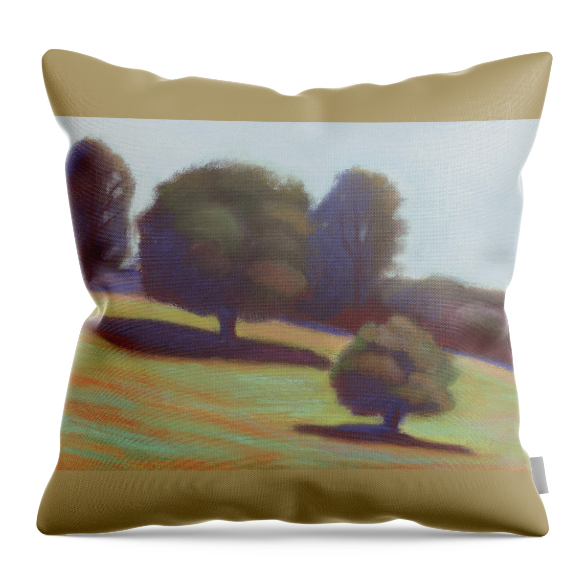 Soft Pastel Throw Pillow featuring the pastel Sonora Hillside by Linda Ruiz-Lozito