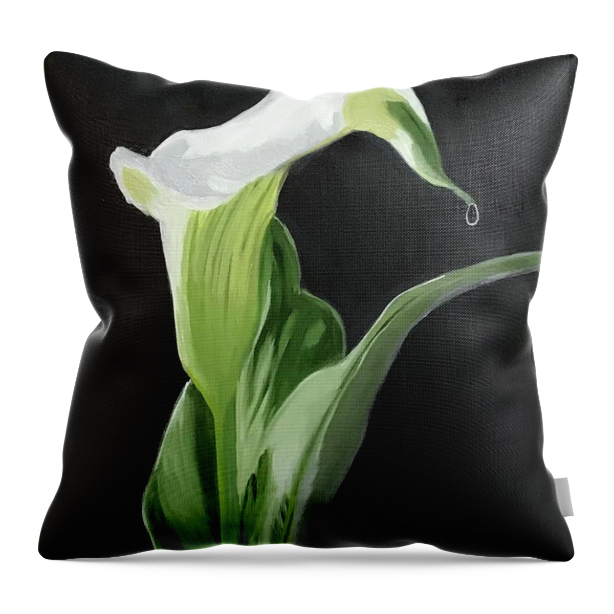 Original Art Work Throw Pillow featuring the painting Calla Lily by Theresa Honeycheck
