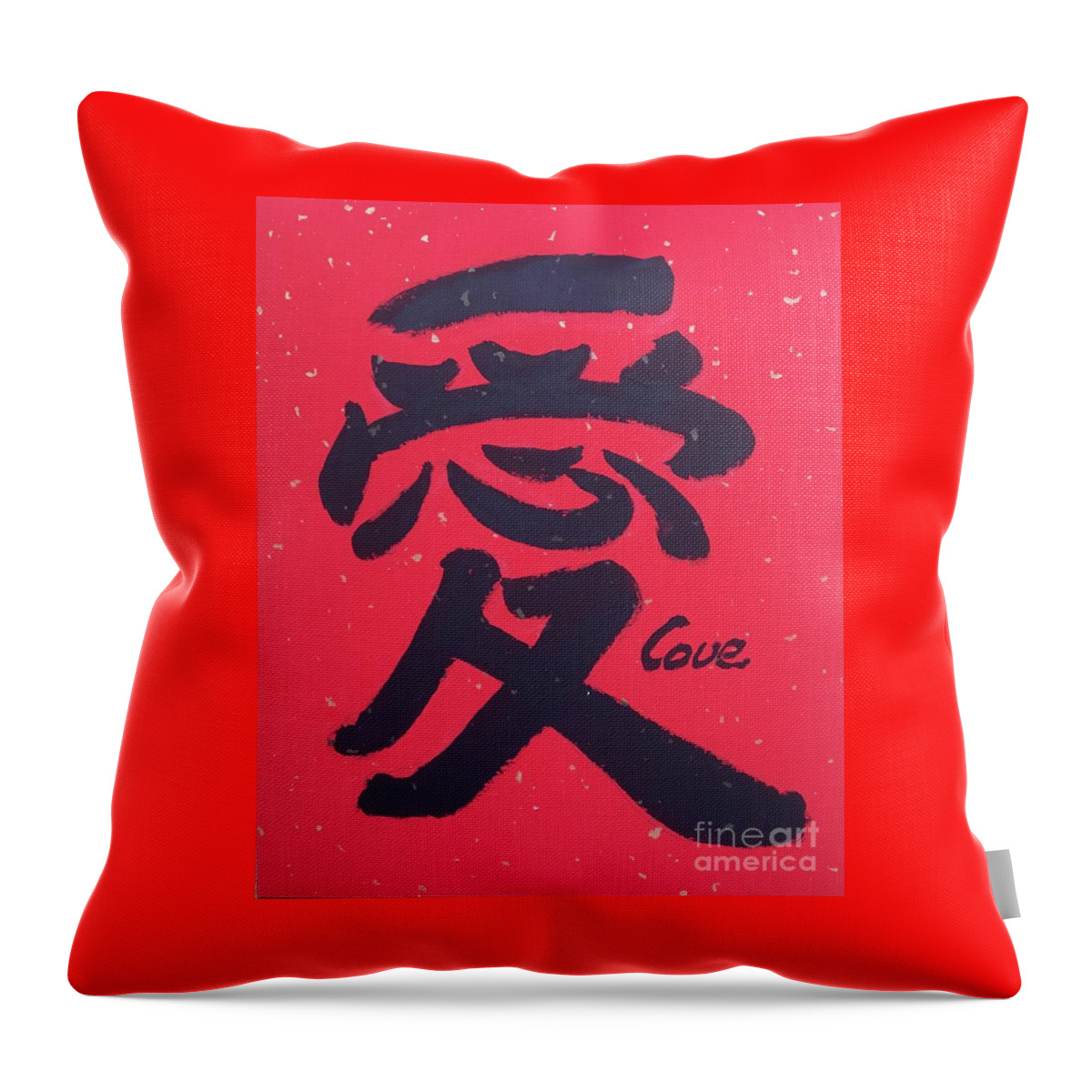 Love Throw Pillow featuring the painting Calligraphy - 8 LOVE by Carmen Lam