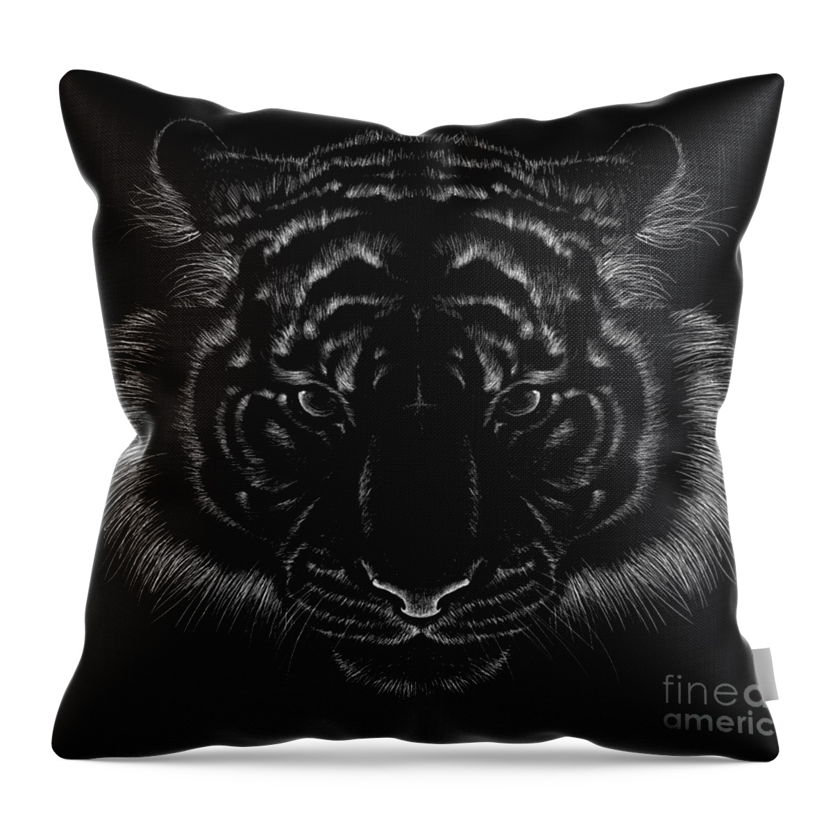 Tiger Throw Pillow, Animal Pillow, Art Pillow, Black White Pillow