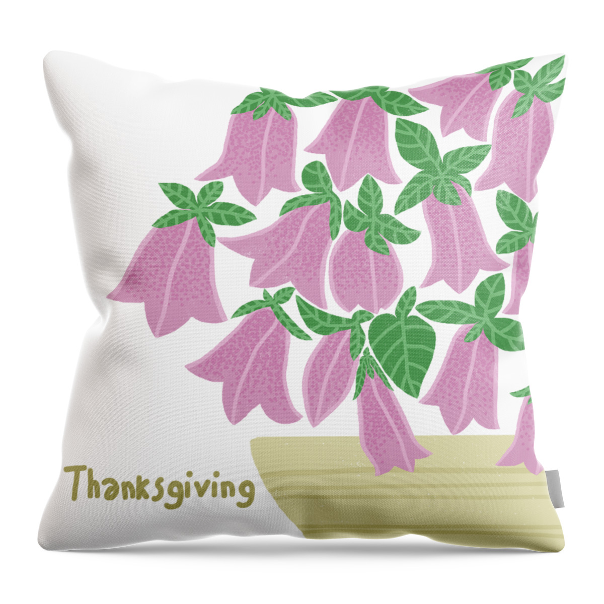 Purple Spot Bluebells Throw Pillow featuring the drawing Campanula Punctata by Min Fen Zhu