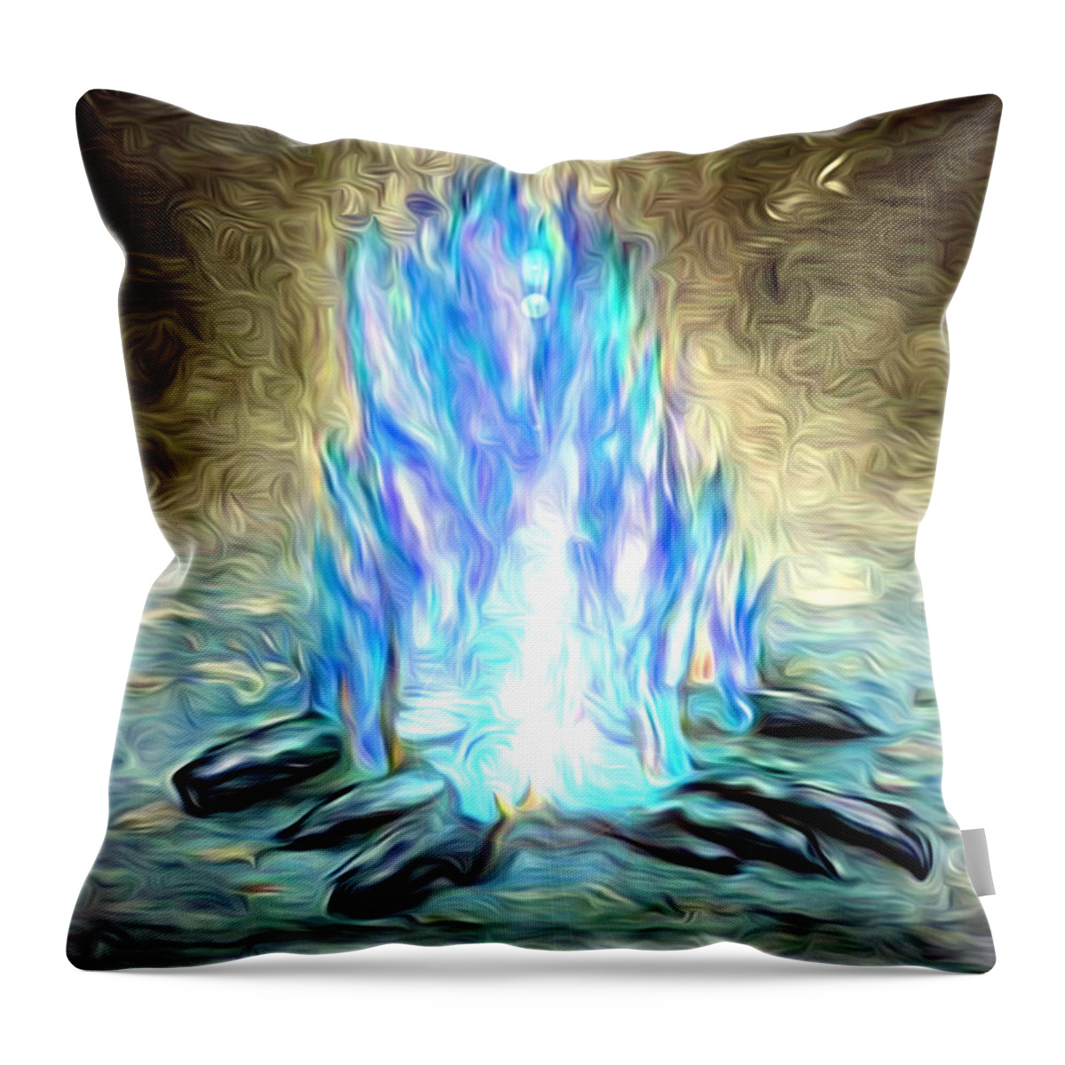 The Entranceway Throw Pillow featuring the digital art Campfire Blues by Ronald Mills
