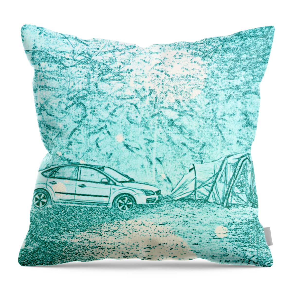 Newby Throw Pillow featuring the digital art Camping By Moonlight Edit This 62 by Cindy's Creative Corner