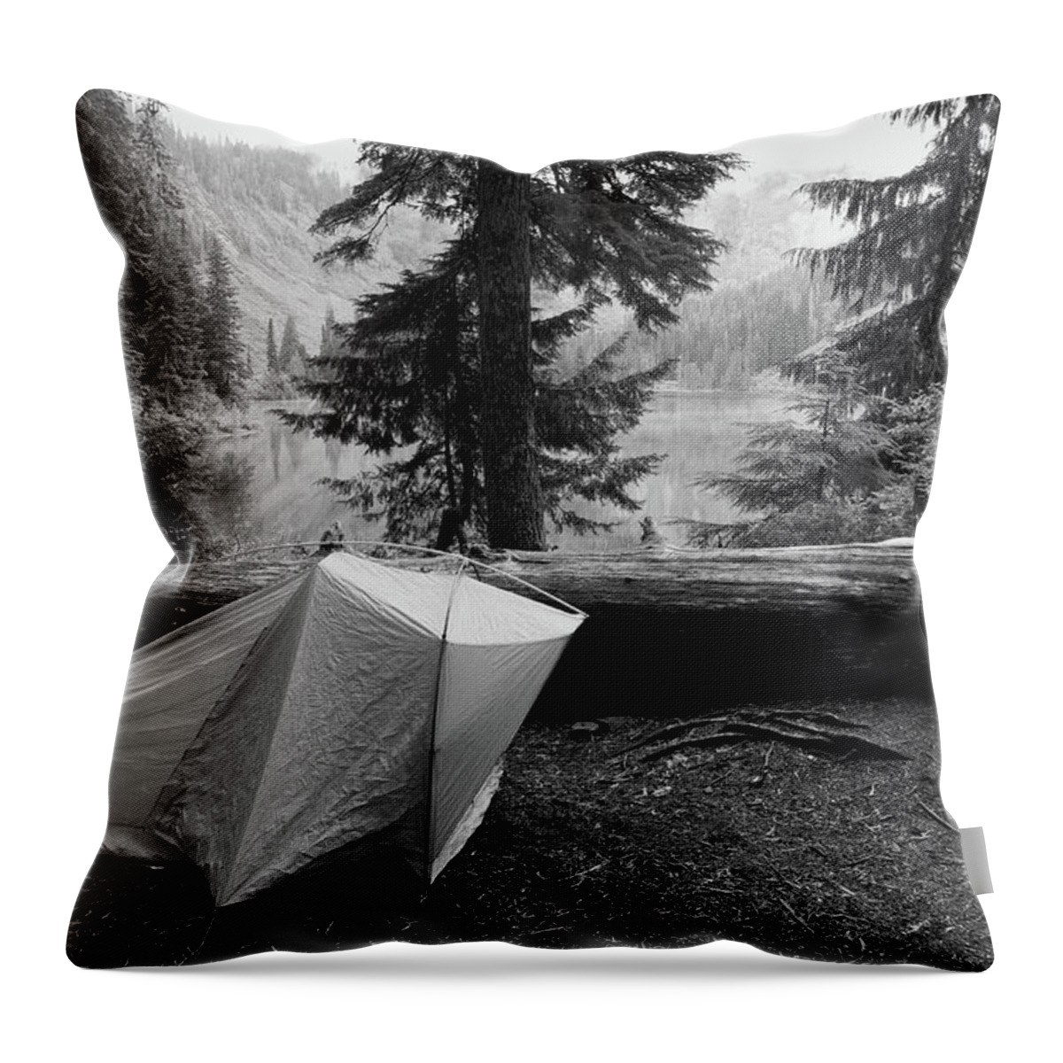 Tent Throw Pillow featuring the photograph Camping in the Alpine Wilderness by Chris Pappathopoulos