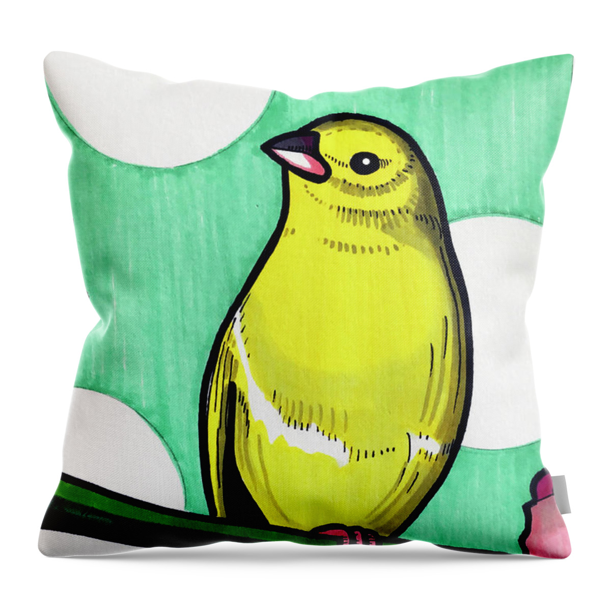 Canary Throw Pillow featuring the drawing Canary by Creative Spirit