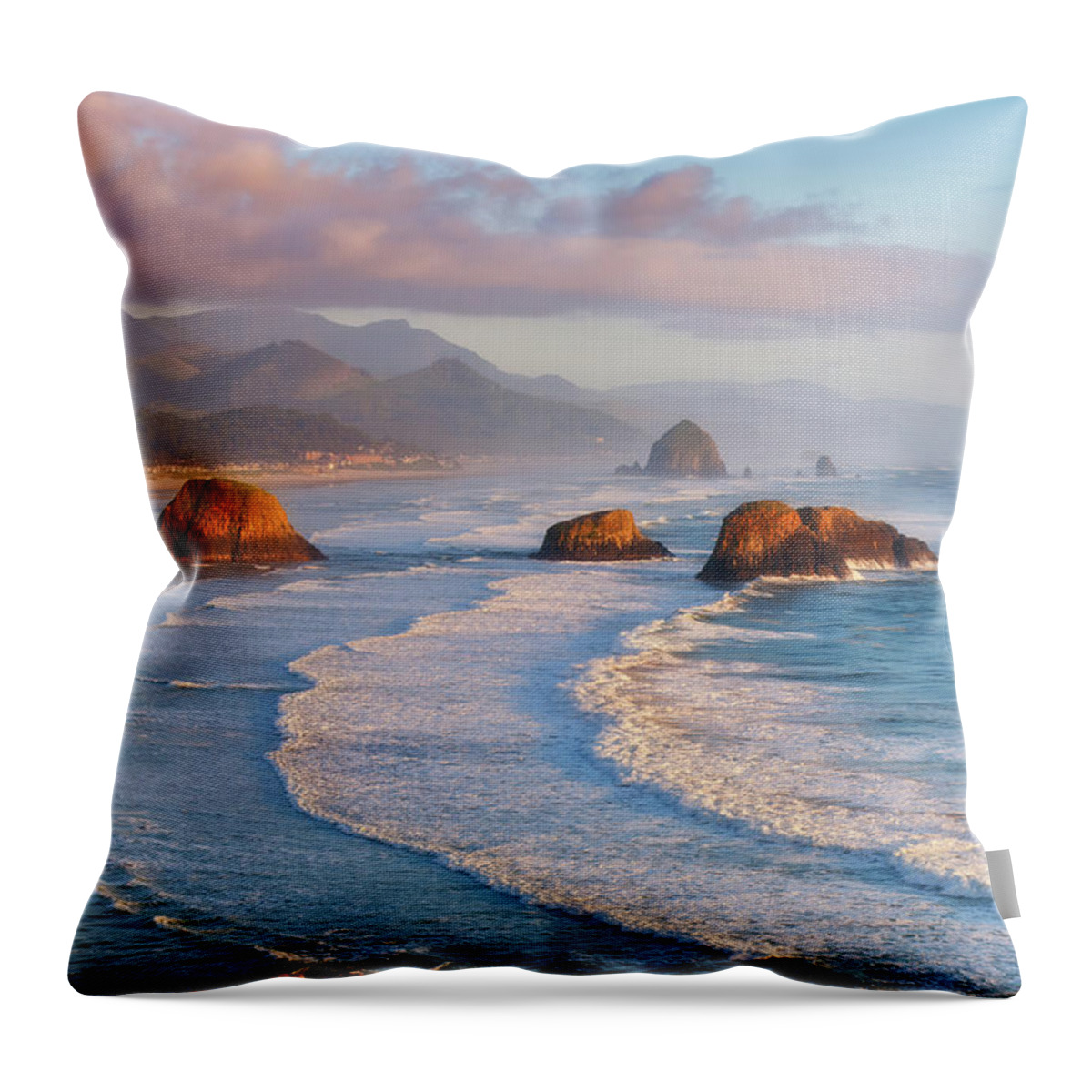 Cannon Beach Throw Pillow featuring the photograph Cannon Beach Sunset by Darren White