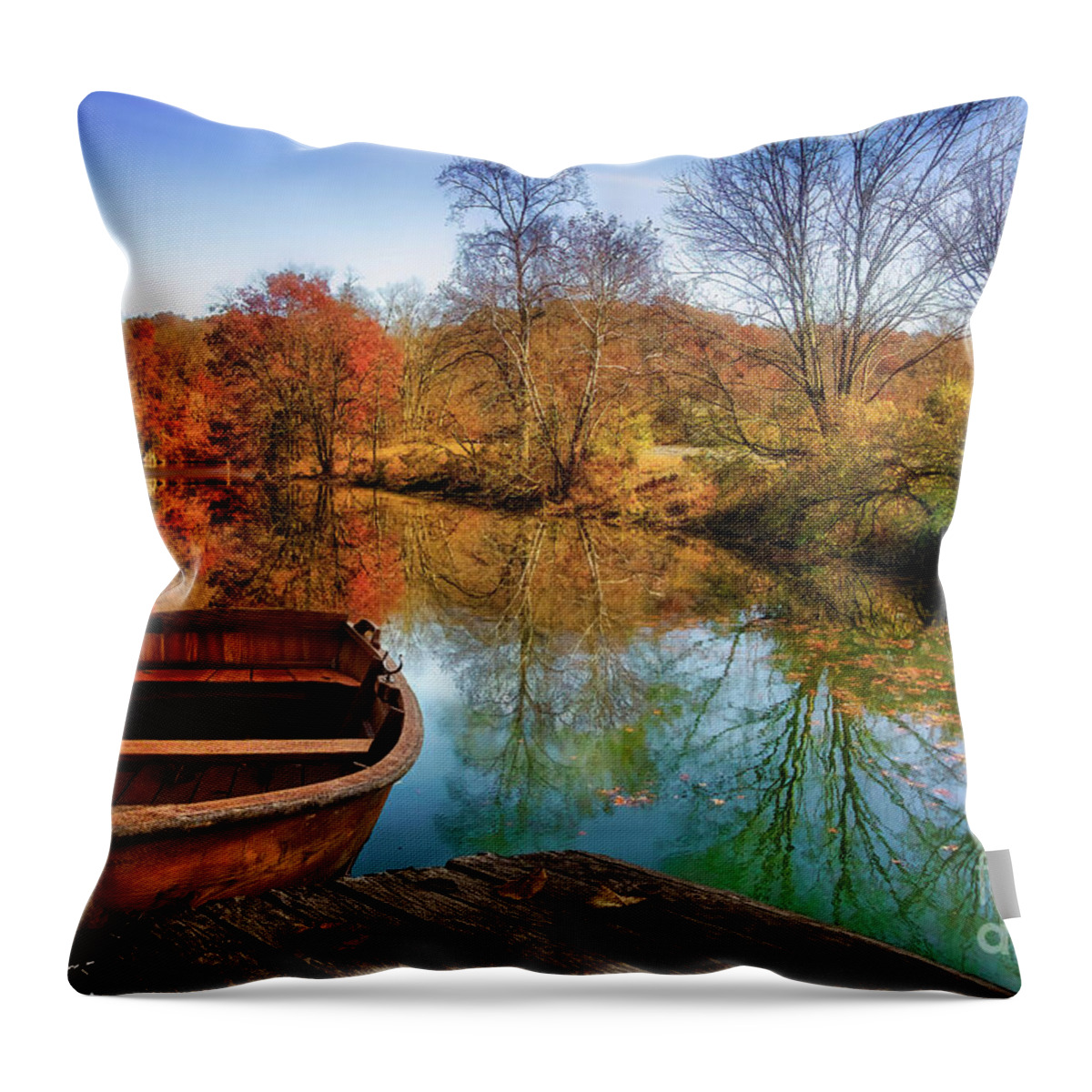 Lake Throw Pillow featuring the photograph Canoe on Patrick Henry Lake by Shelia Hunt