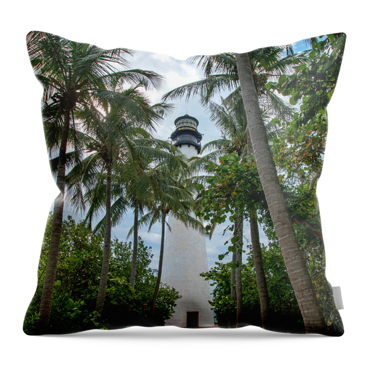 Cape Throw Pillow featuring the photograph Cape Florida Lighthouse on Key Biscayne by Beachtown Views