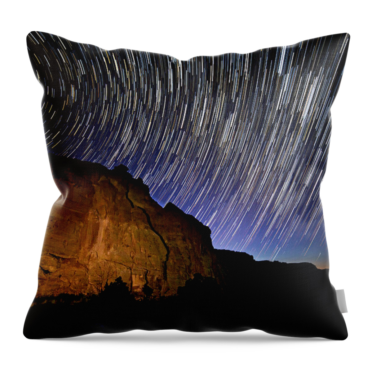 Startrail Throw Pillow featuring the photograph Capitol Reef Star Trail by Wesley Aston