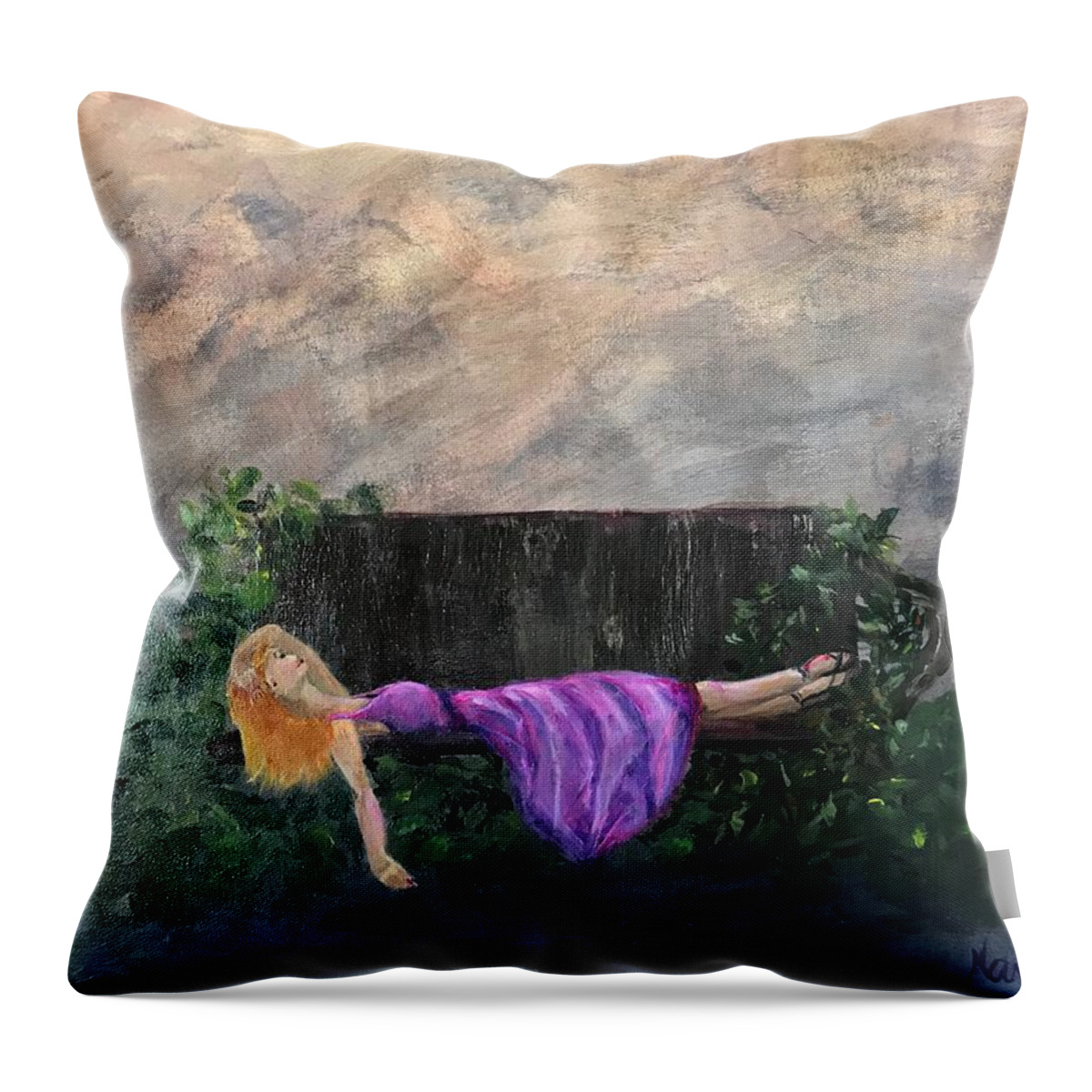 Bench Throw Pillow featuring the painting Captivating Ladies 2 by Deborah Naves