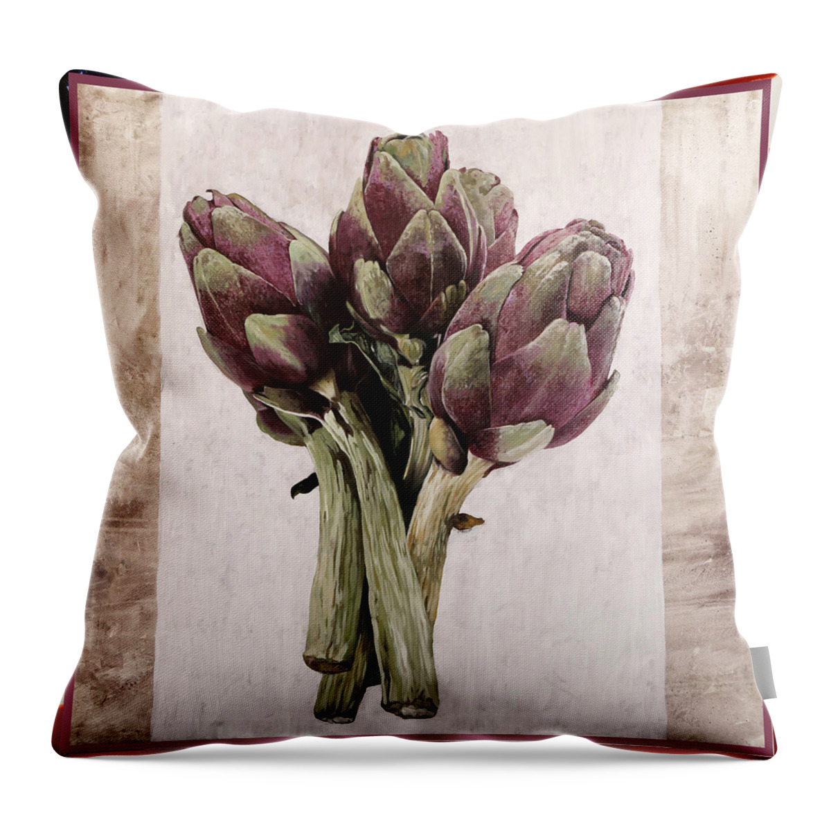 Artichoke Throw Pillow featuring the painting Carciofoni by Guido Borelli