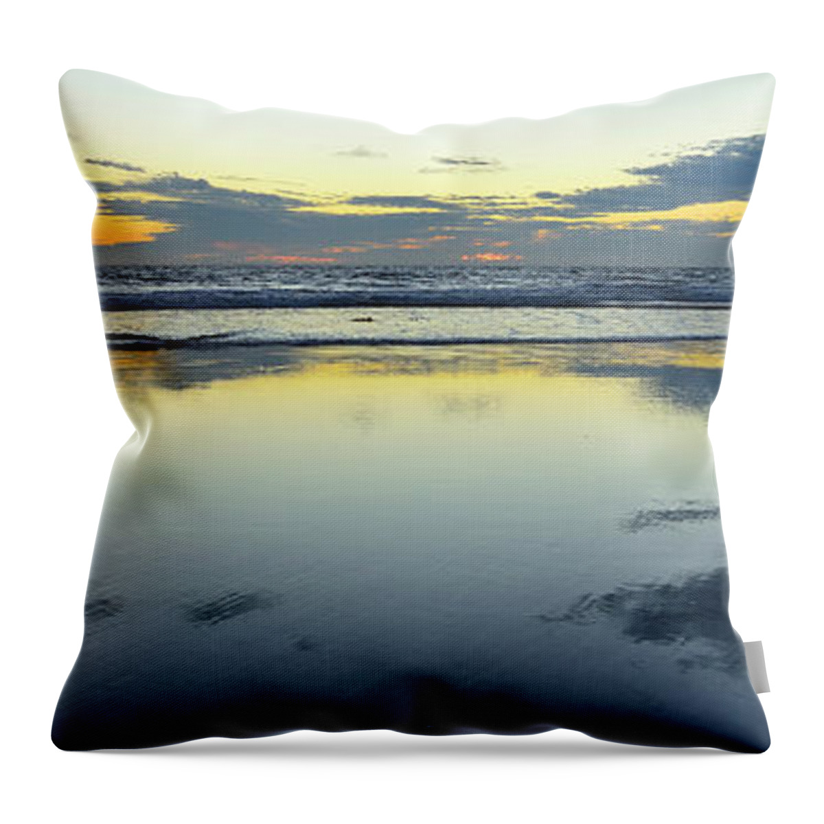 Panoramic Throw Pillow featuring the photograph Cardiff Sunset by John F Tsumas