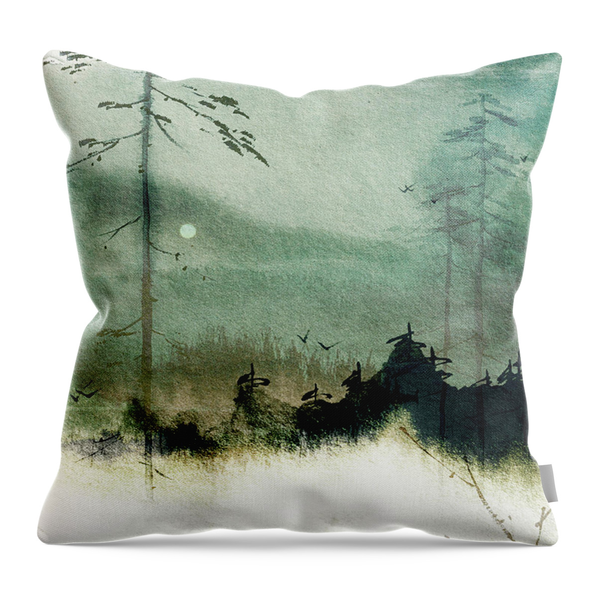 Seascape Throw Pillow featuring the mixed media Carolina Blue Moon by Colleen Taylor