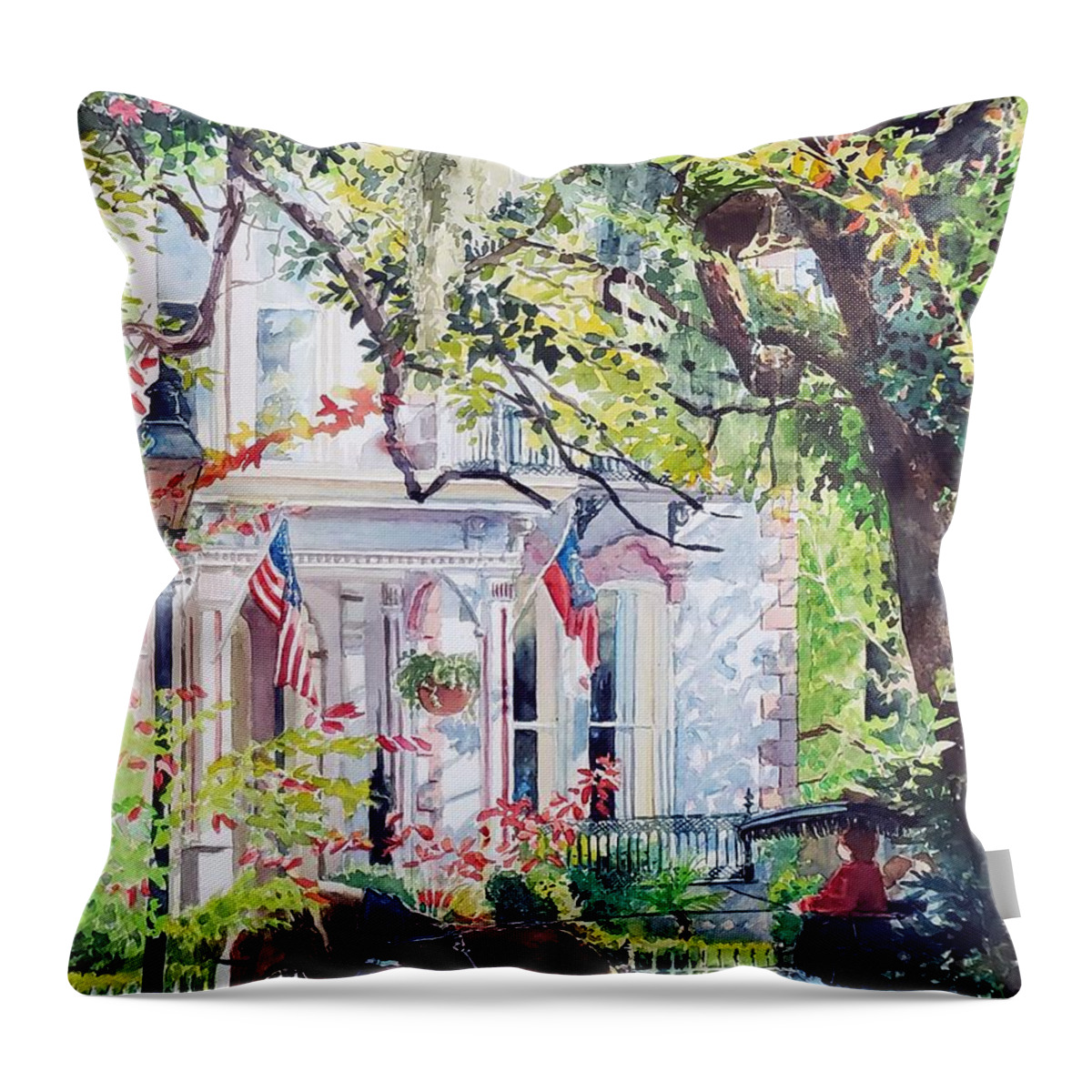Carriage Throw Pillow featuring the painting Carriage Ride by Merana Cadorette