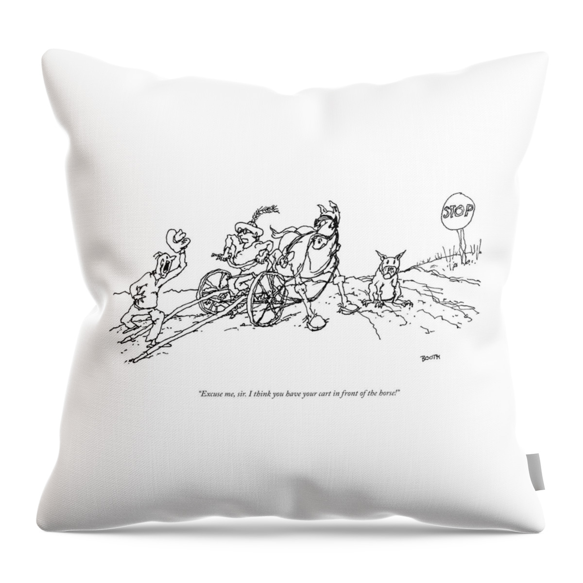 Cart In Front Of The Horse Throw Pillow
