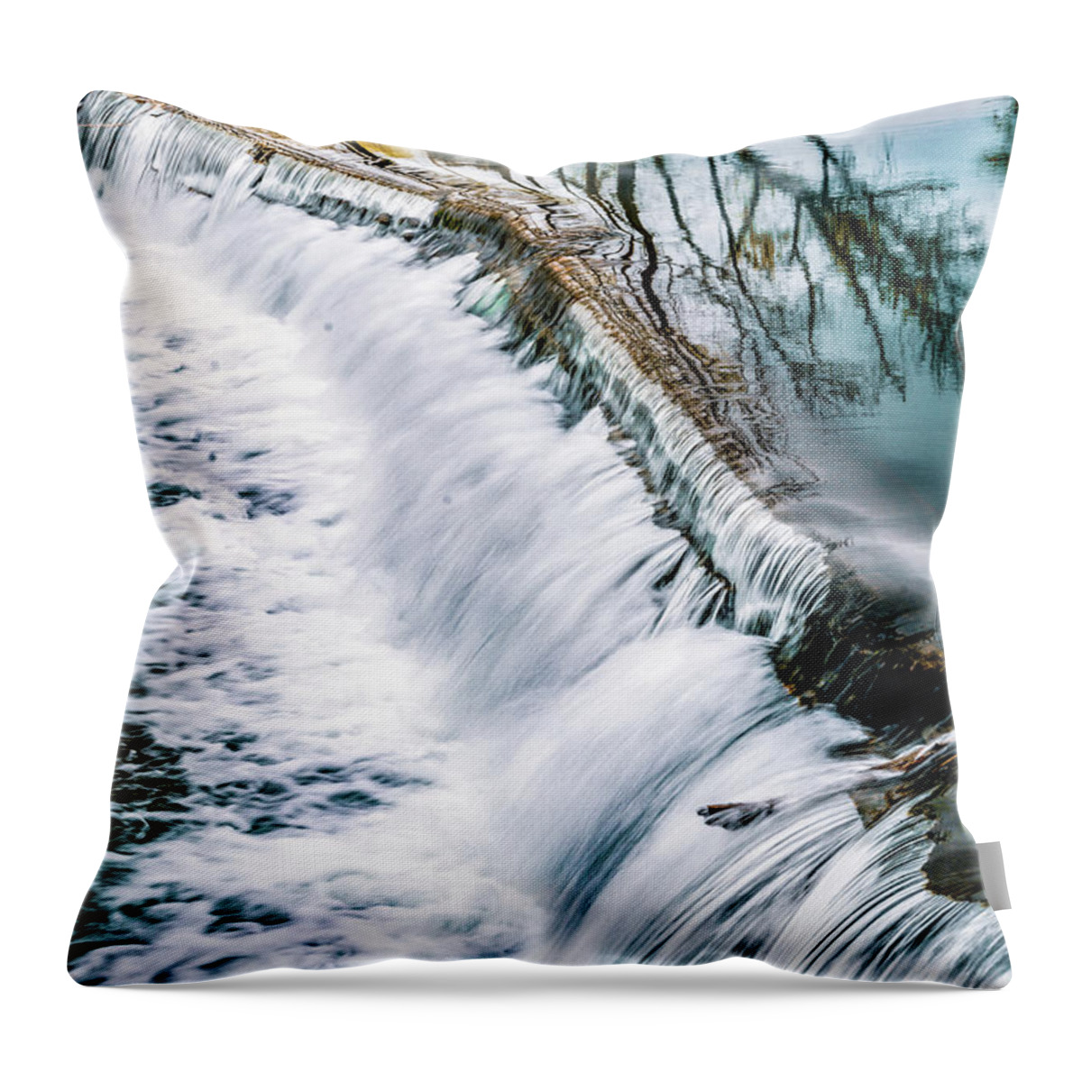 Spring Throw Pillow featuring the painting Cascading Waters - Waterfalls in Missouri by Lourry Legarde