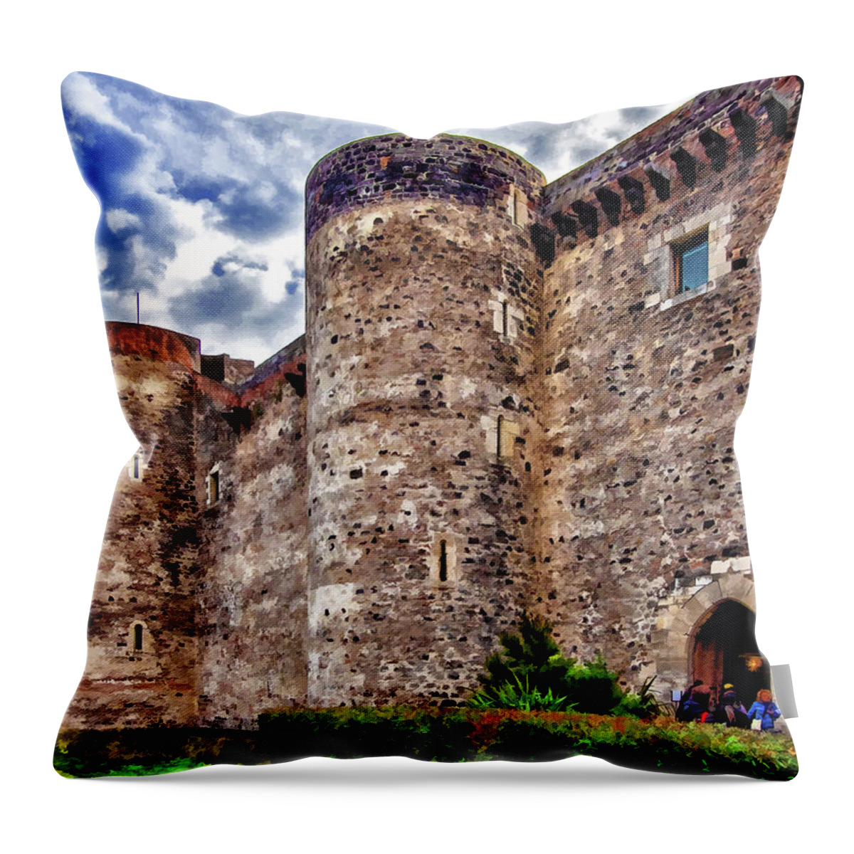 Catania Throw Pillow featuring the photograph Castle Ursino by Monroe Payne