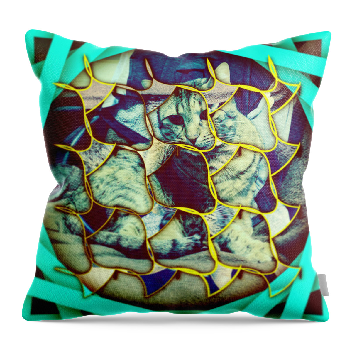 Abstract Throw Pillow featuring the digital art Cat 2 by Marko Sabotin