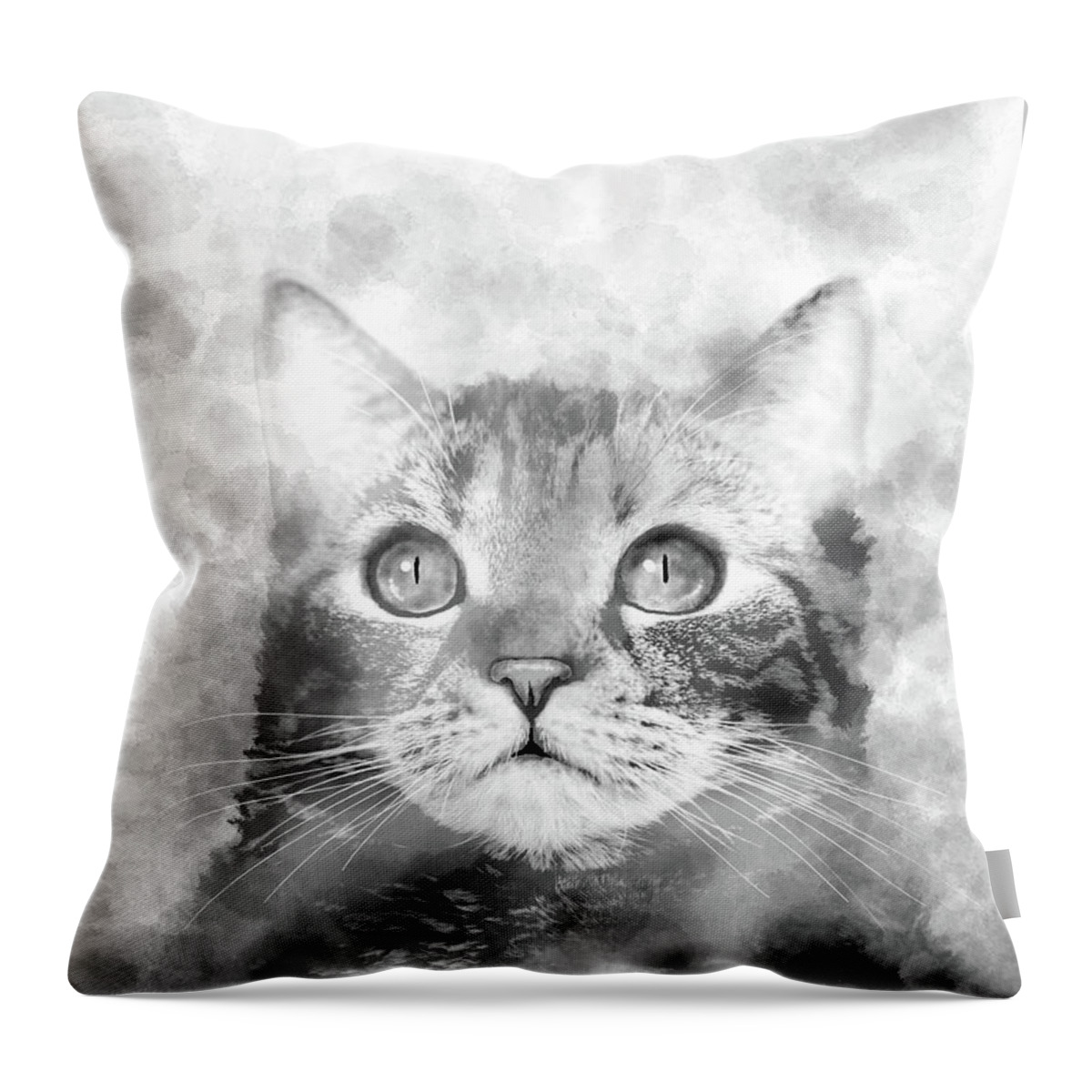 Cat Throw Pillow featuring the digital art Cat 664 by artist Lucie Dumas by Lucie Dumas