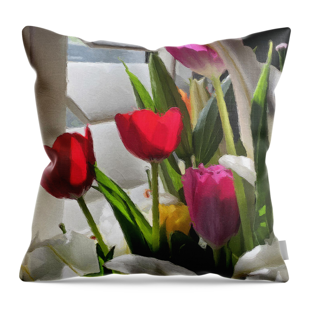 Tulips Throw Pillow featuring the photograph Catching the Morning Light by Brian Watt