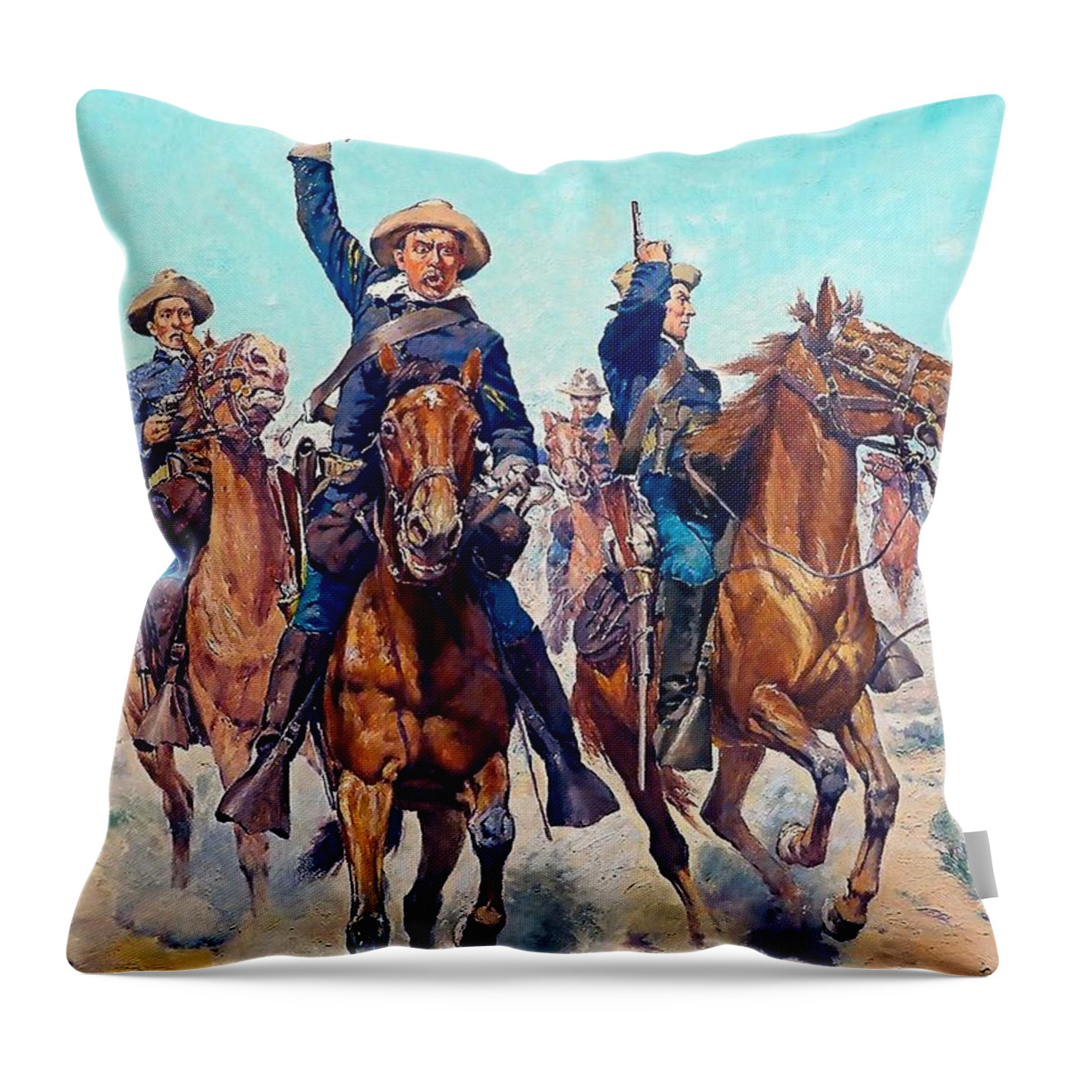 Cavalry Charge Western Art Throw Pillow by Patricia Keith - Pixels