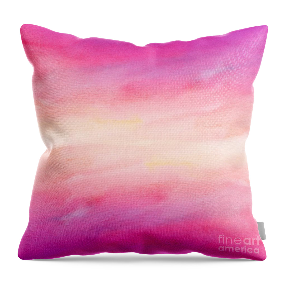 Watercolor Throw Pillow featuring the digital art Cavani - Artistic Colorful Abstract Pink Watercolor Painting Digital Art by Sambel Pedes