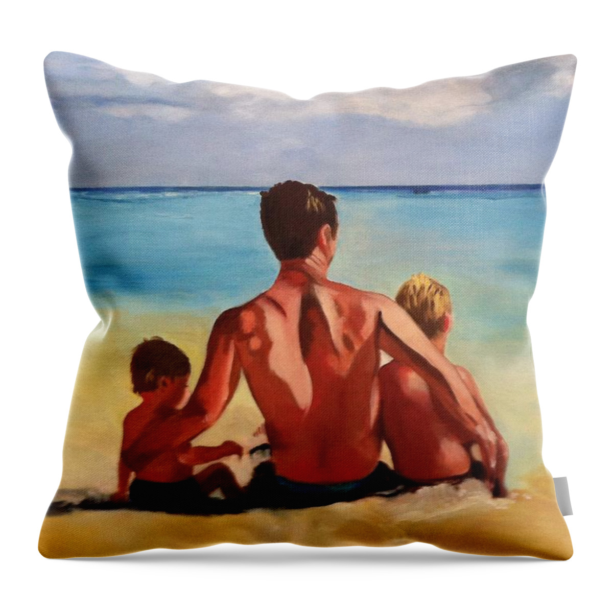 Sun Throw Pillow featuring the painting Cayman Holiday by Juliette Becker