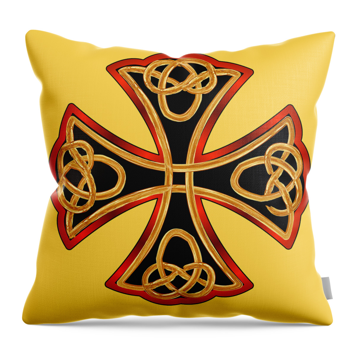 Britian Throw Pillow featuring the photograph Celtic Cross In Yellow by Theresa Tahara
