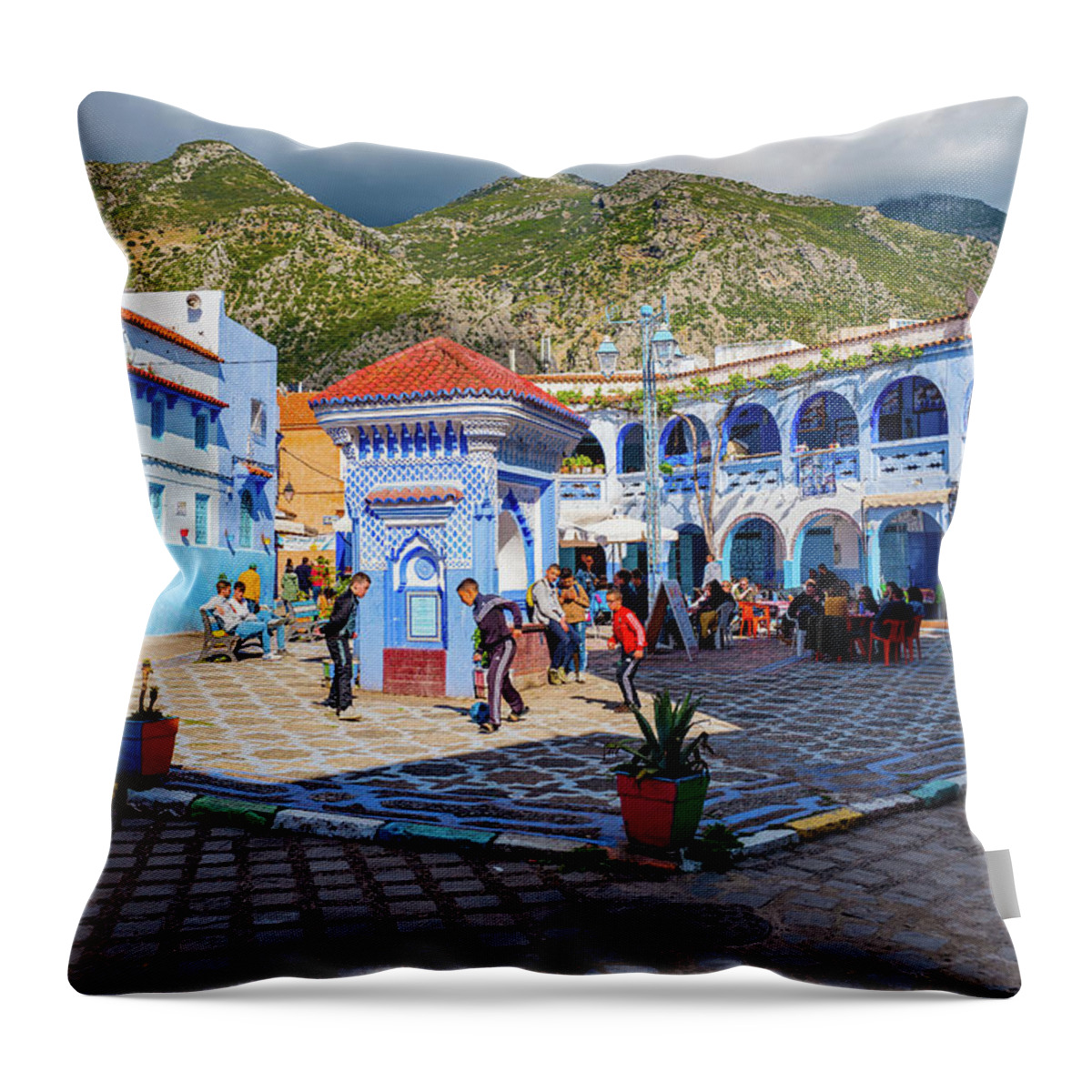 Africa Throw Pillow featuring the photograph Central Park at Chefchaouen by Arj Munoz
