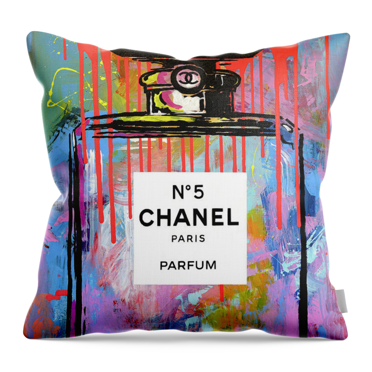 Coco Chanel quote pink watercolor Throw Pillow
