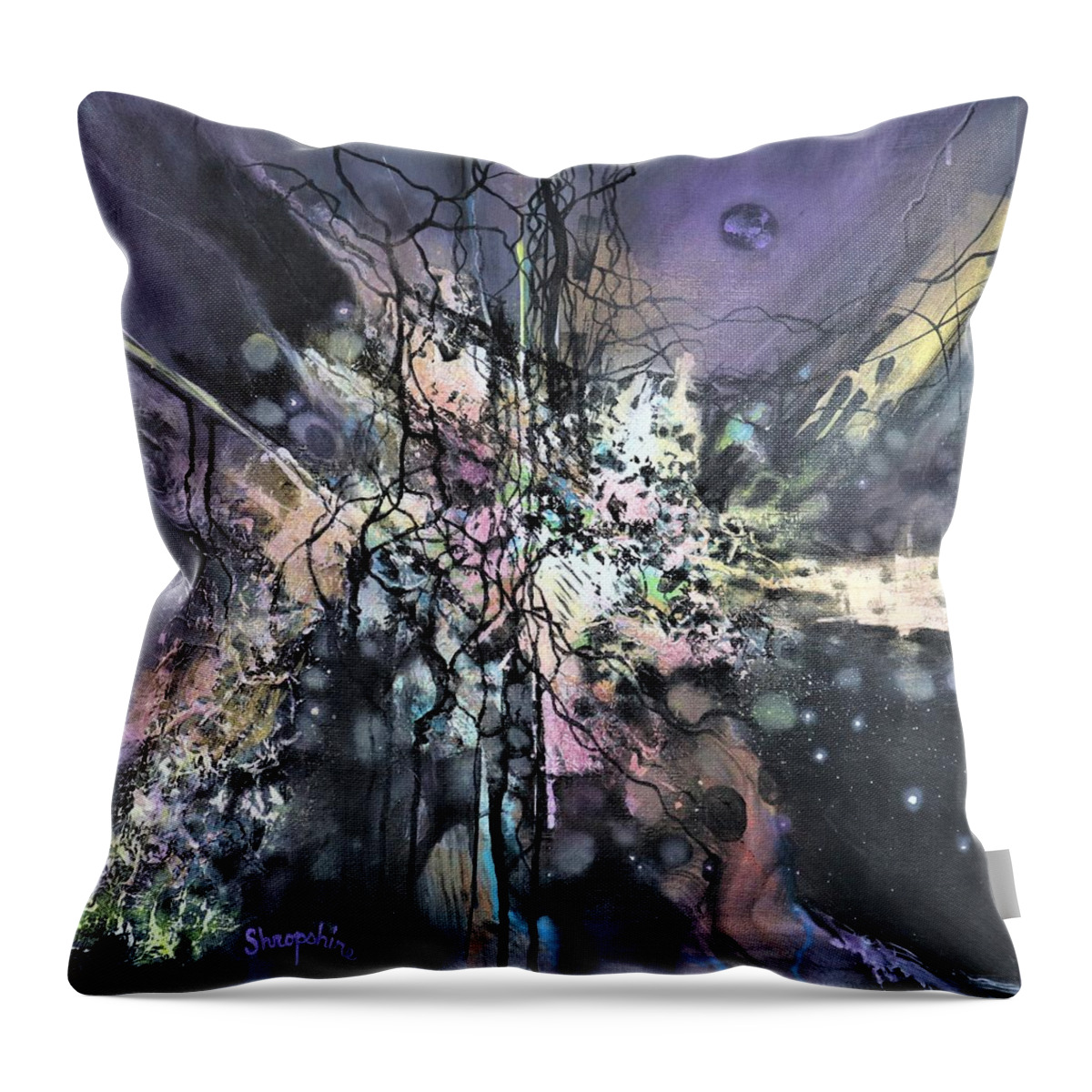 Abstract Throw Pillow featuring the painting Chaos by Tom Shropshire