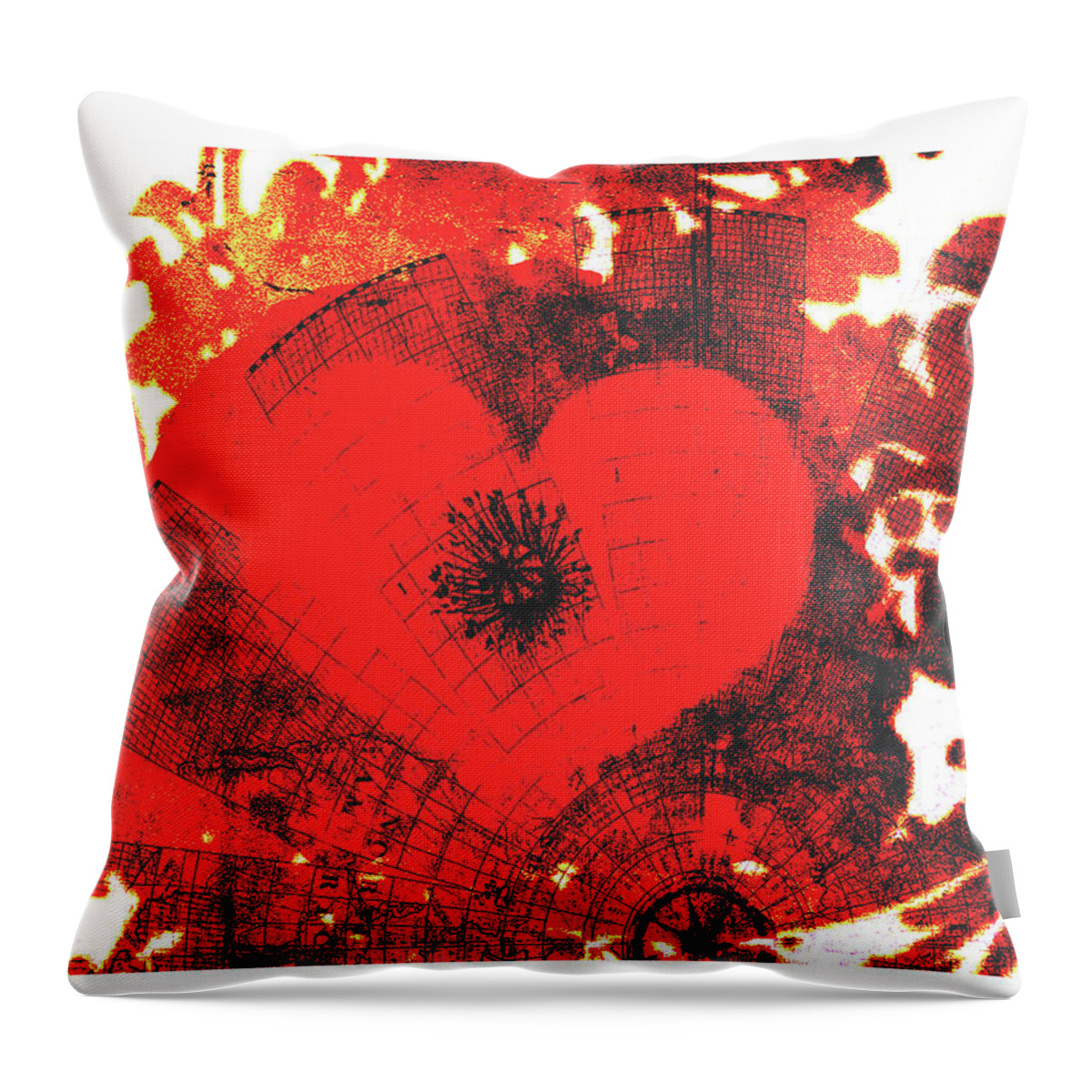 Heart Throw Pillow featuring the mixed media Chaotic Heart by Moira Law