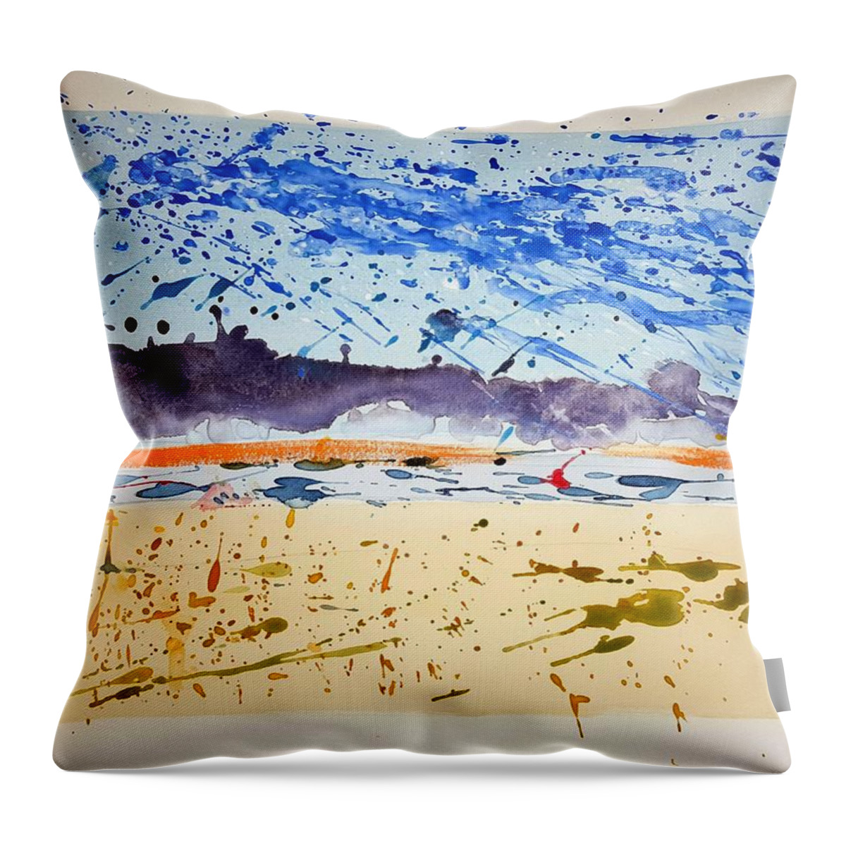 Watercolor Throw Pillow featuring the painting Chatham Harbor by John Klobucher