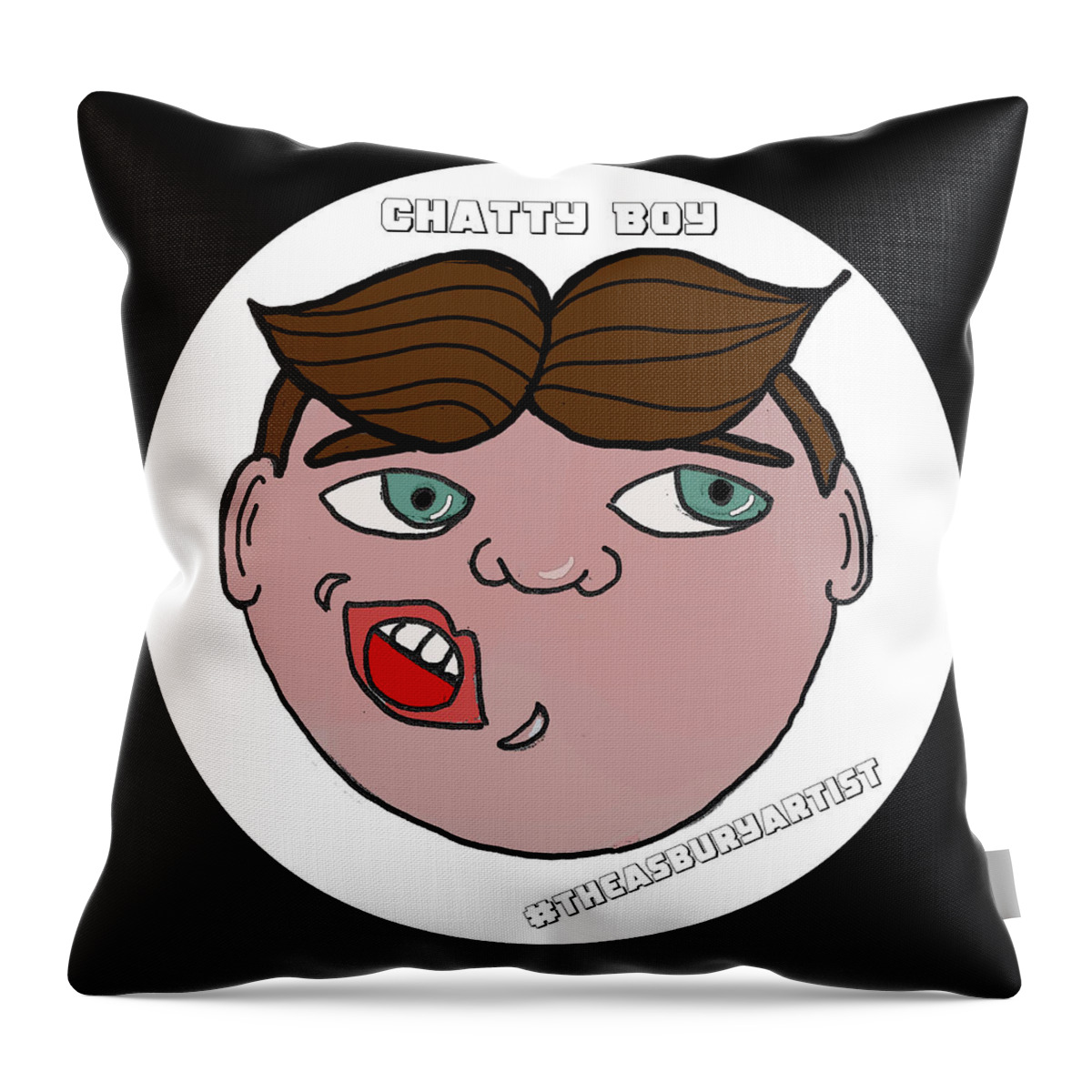 Tillie Throw Pillow featuring the drawing Chatty Boy by Patricia Arroyo