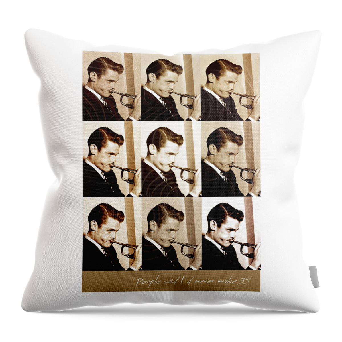Chet Baker Throw Pillow featuring the digital art Chet Baker - Music Heroes Series by Movie Poster Boy