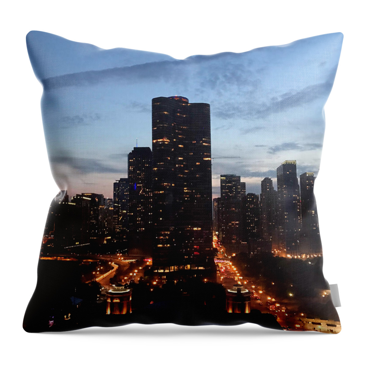 Chicago Throw Pillow featuring the photograph Chicago at Dusk by Lee Darnell