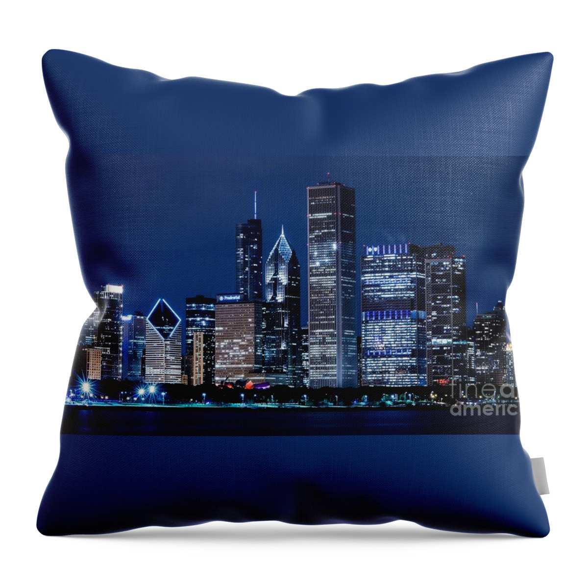 Chicago Throw Pillow featuring the photograph Chicago at night by Action