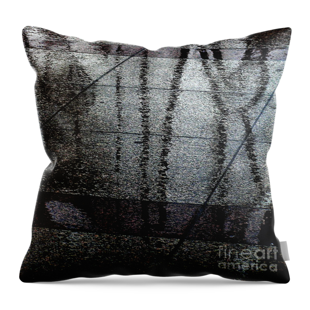  Throw Pillow featuring the photograph Chicago Rain Walk by Mary Kobet