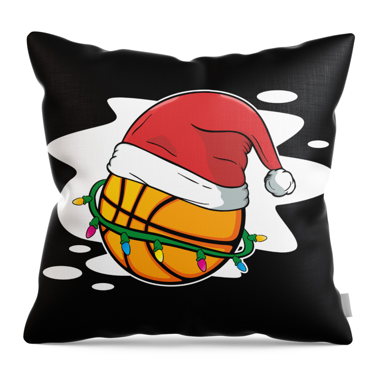 Clipart of a Basketball with Red and White Christmas Lights