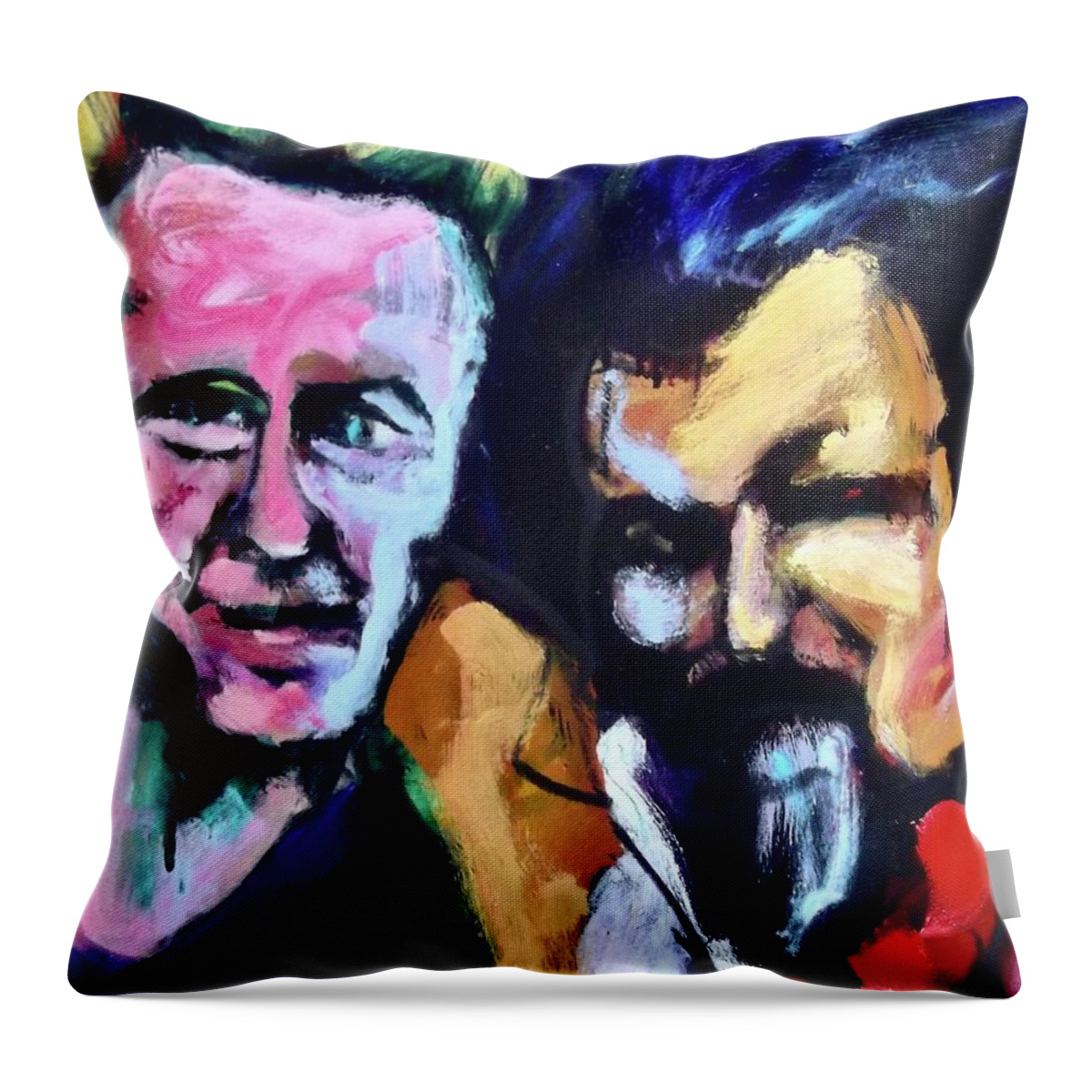 Portrait Throw Pillow featuring the painting Christopher and Julian by Les Leffingwell