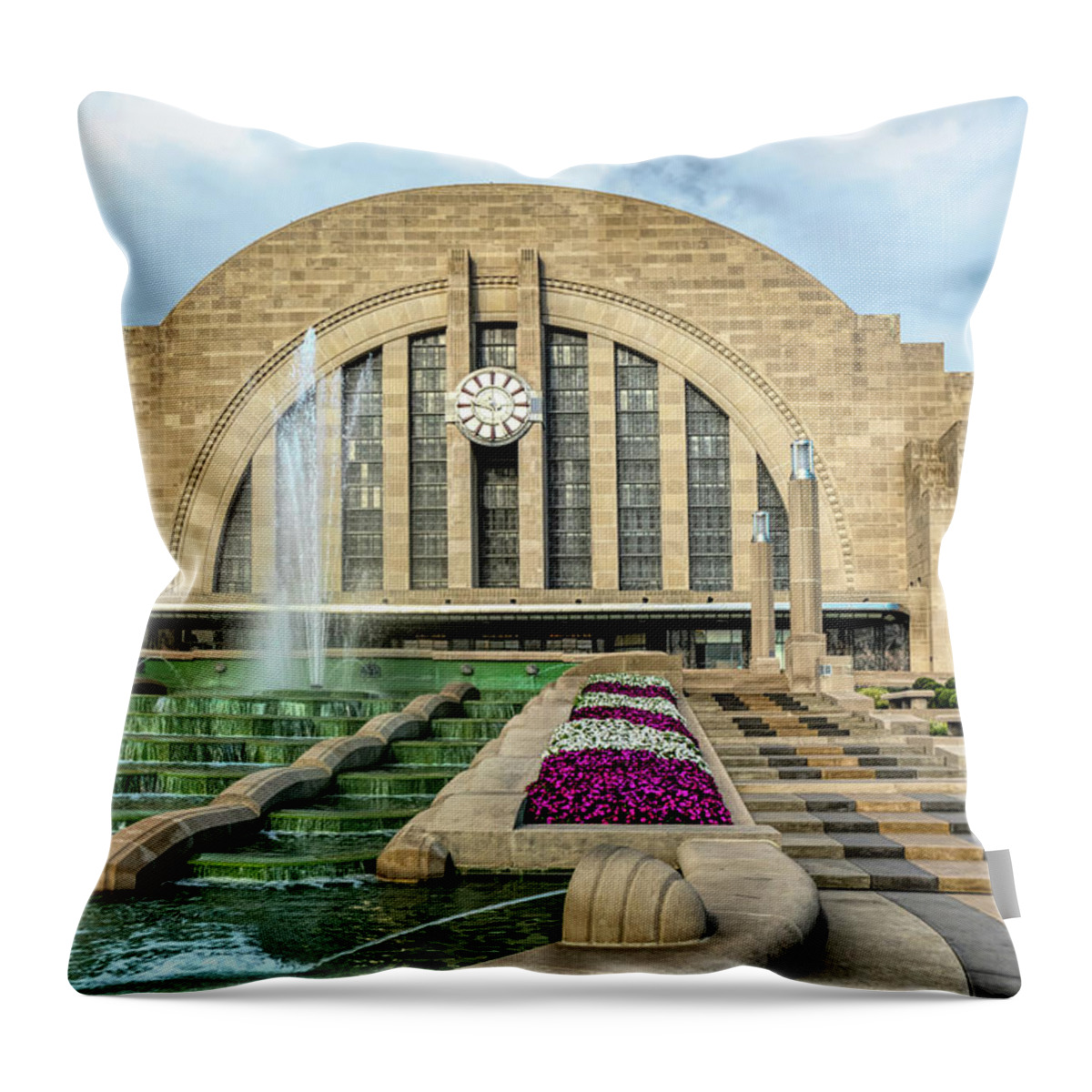 Cincinnati Union Terminal Station Throw Pillow featuring the photograph Cincinnati Union Terminal Station by Sharon Popek