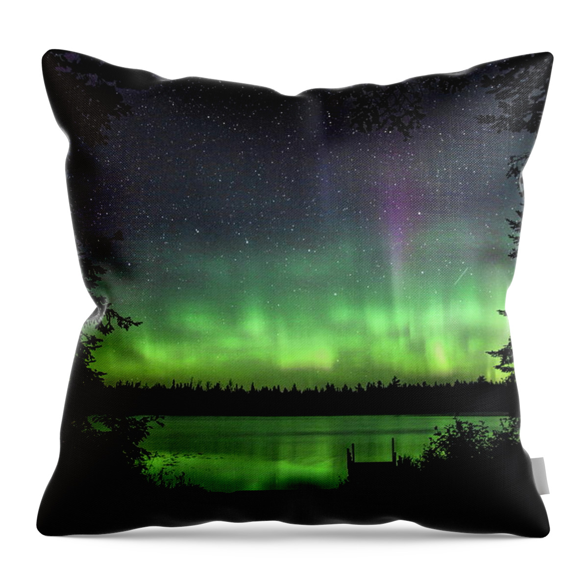 Aurora Borealis Throw Pillow featuring the photograph Circle Of Northern Lights by Dale Kauzlaric