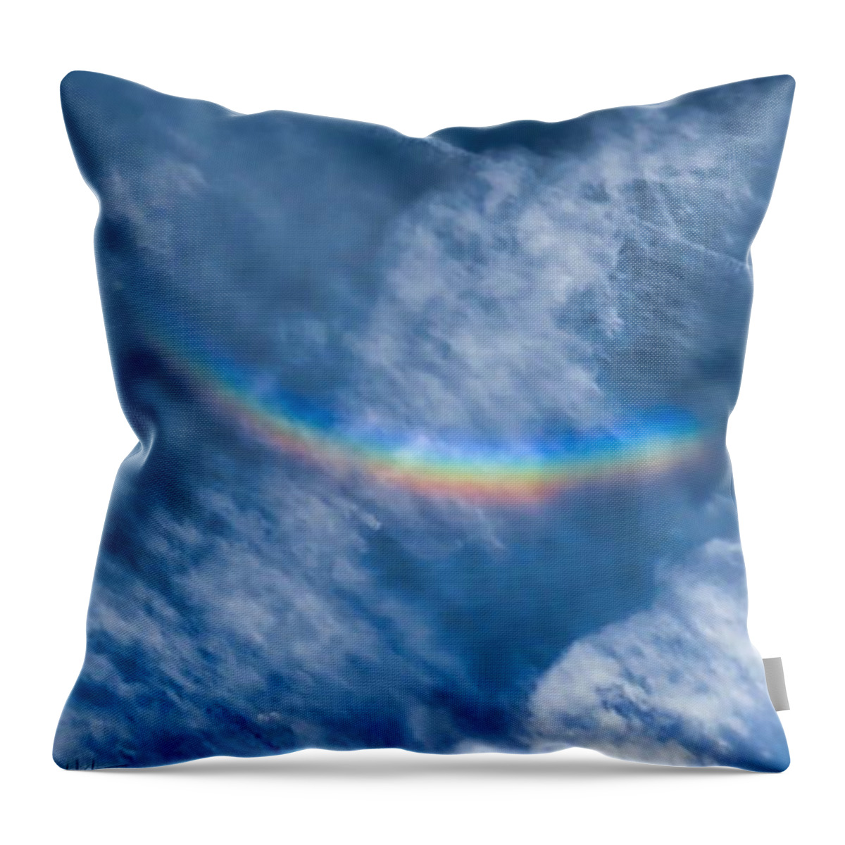 Radiant Throw Pillow featuring the photograph Circumzenithal Arc and Contrail by Judy Kennedy