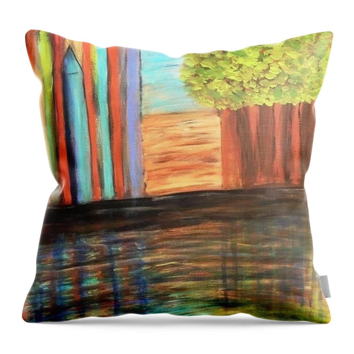  Throw Pillow featuring the painting Citadel by Mihaela CD