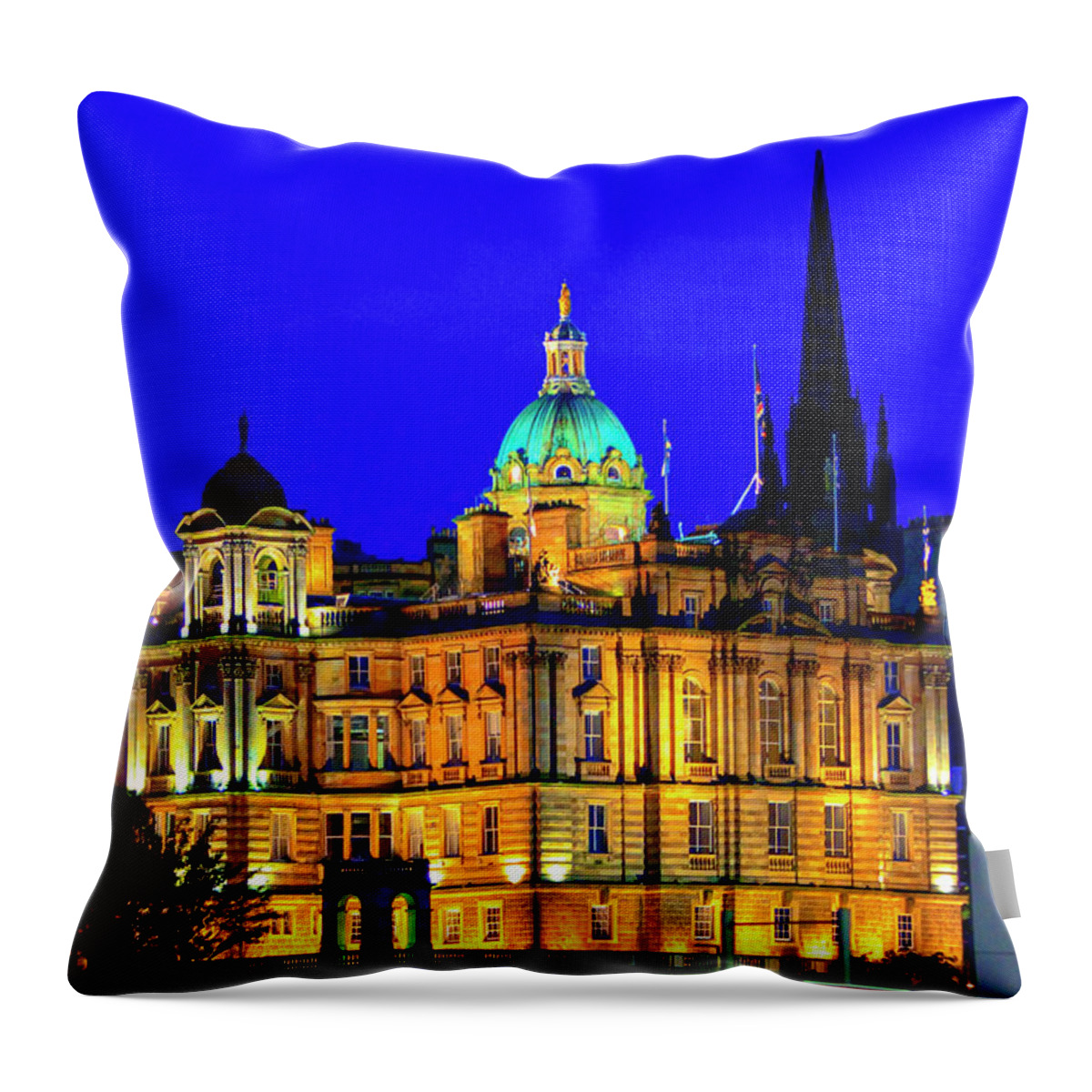 City Of Edinburgh Scotland Throw Pillow featuring the digital art City of Edinburgh Scotland by SnapHappy Photos