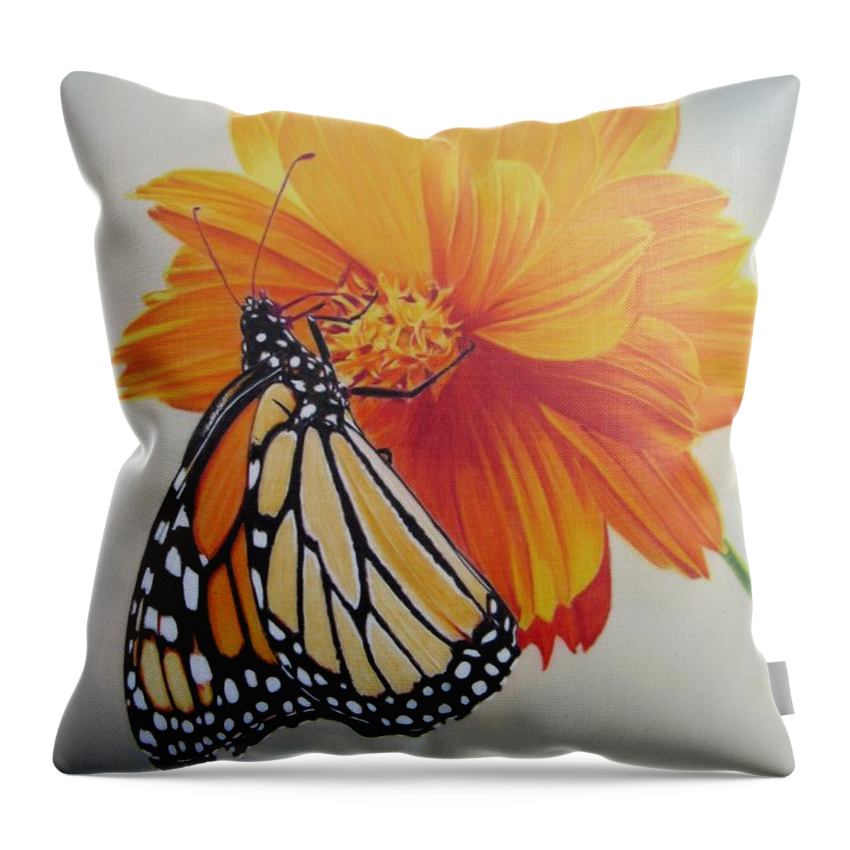 Monarch Throw Pillow featuring the drawing Climb Every Flower by Kelly Speros