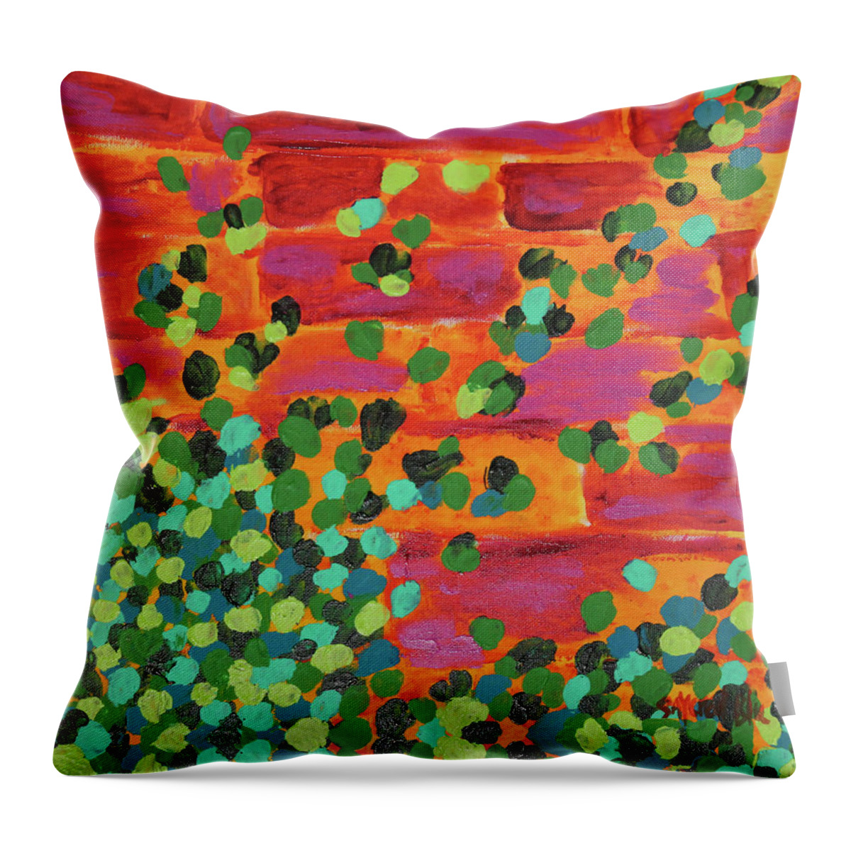 Bold Bright Colors Throw Pillow featuring the painting Climbing Ivy by Saycred Blu