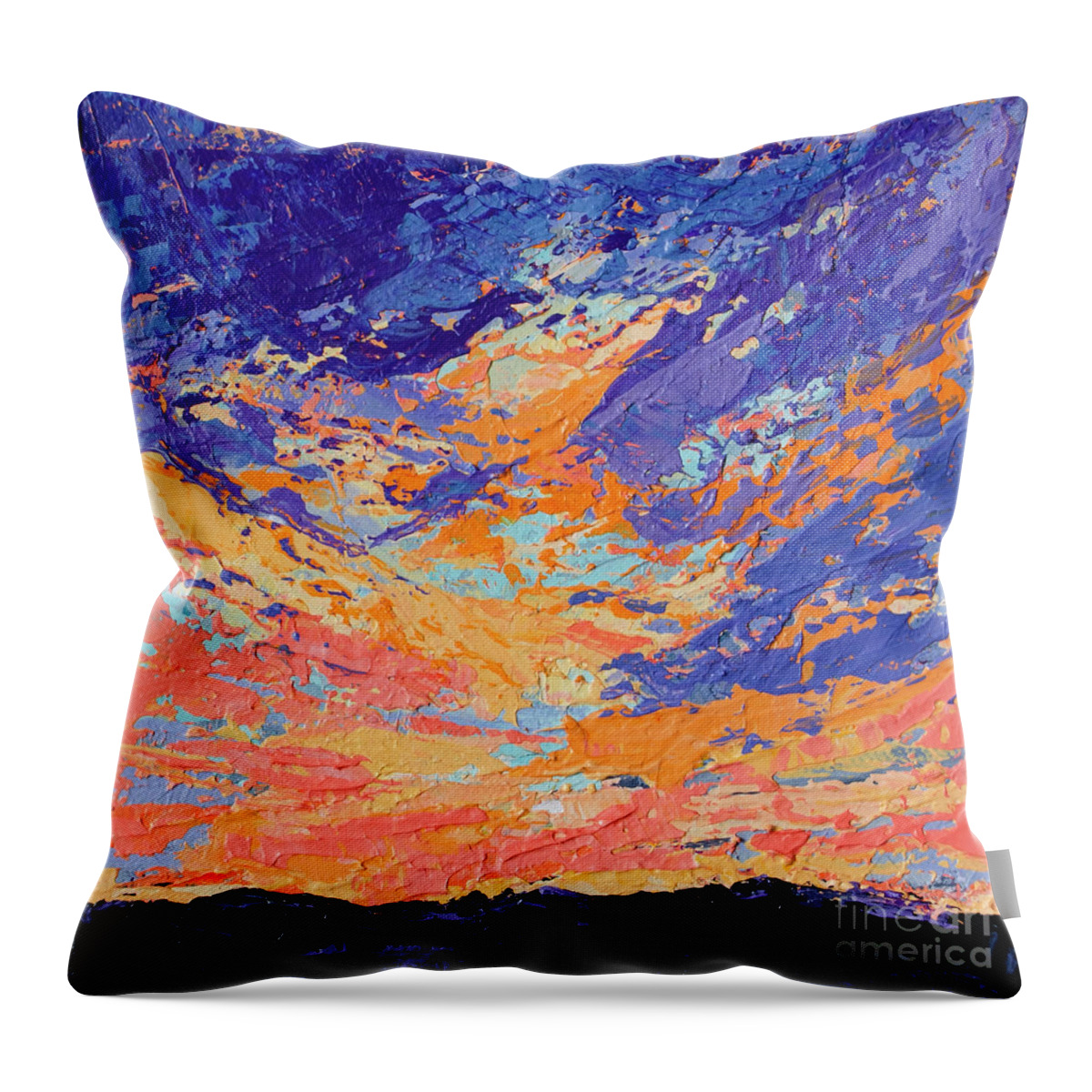 Sky Painting Throw Pillow featuring the painting Cloudscape and Mountains Modern Acrylic Painting by Patricia Awapara